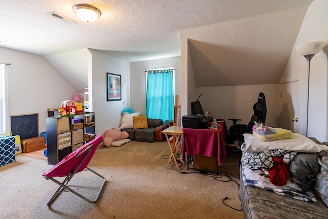 674 Superior Ln, Clarksville, TN 37043 - playroom featuring carpet floors, vaulted ceiling, and a textured ceiling