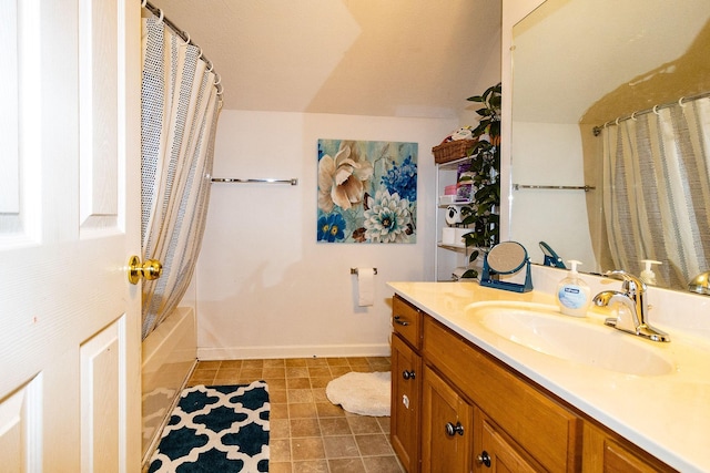 674 Superior Ln, Clarksville, TN 37043 - full bathroom featuring vanity, tile patterned floors, and shower / bathtub combination with curtain
