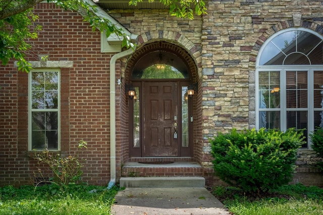 3696 Prestwicke Pl, Adams, TN 37010 - doorway to property with stone siding and brick siding