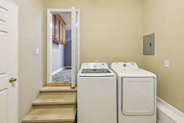 8663 Dog Creek Rd, Primm Springs, TN 38476 - washroom with electric panel and washer and dryer