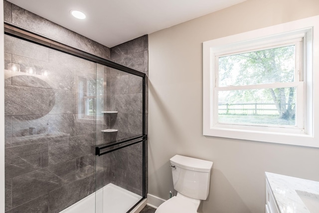 1108 Pruitt Ln, Gallatin, TN 37066 - bathroom with a stall shower, vanity, and recessed lighting