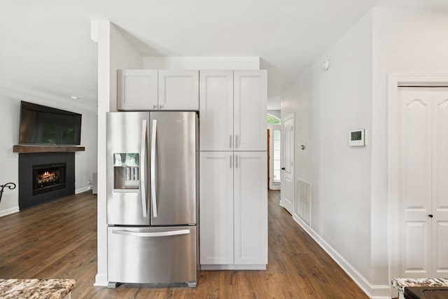 3453 Parkwood Ct, Hermitage, TN 37076 - kitchen with stainless steel refrigerator with ice dispenser, dark wood finished floors, and baseboards