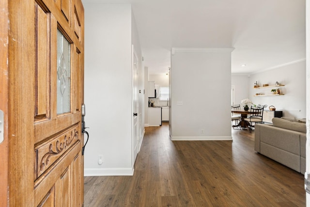 3453 Parkwood Ct, Hermitage, TN 37076 - foyer entrance with ornamental molding, dark wood-style floors, and baseboards