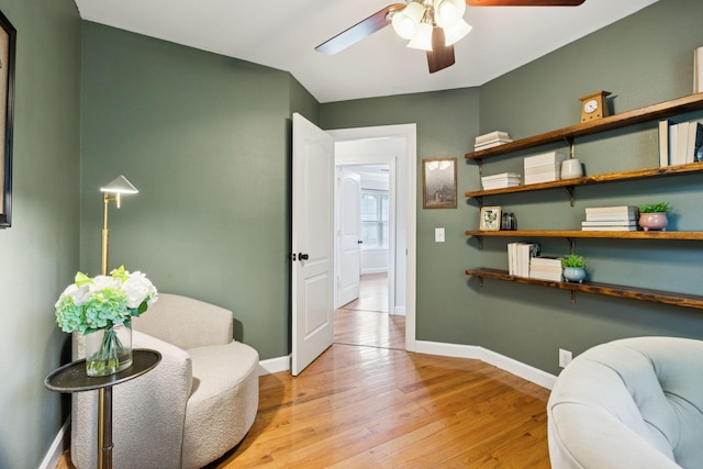 3453 Parkwood Ct, Hermitage, TN 37076 - sitting room with a ceiling fan, light wood-type flooring, and baseboards