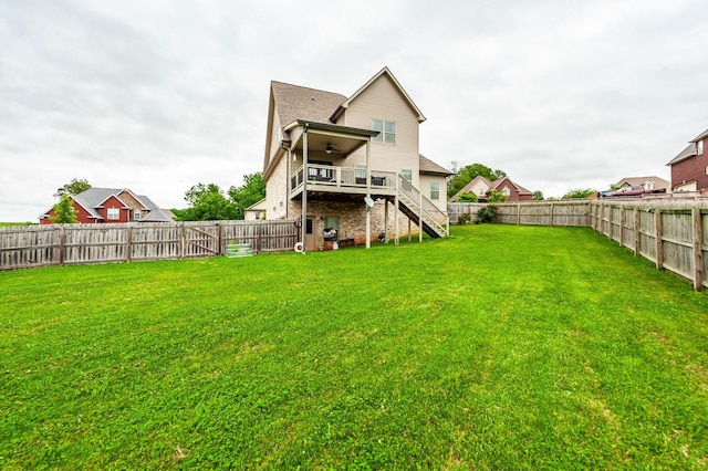 1184 Wicke Rd, Adams, TN 37010 - back of property featuring stairway, ceiling fan, and a wooden deck