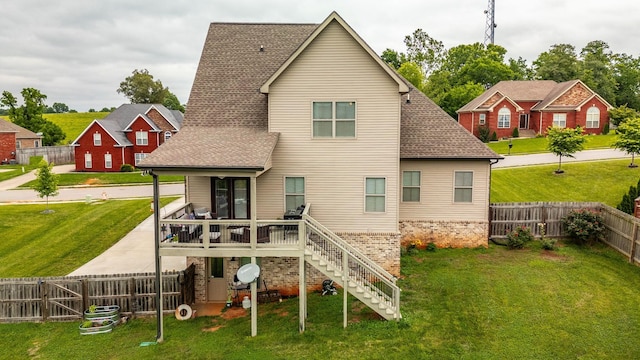1184 Wicke Rd, Adams, TN 37010 - back of house with stairway, a deck, and roof with shingles