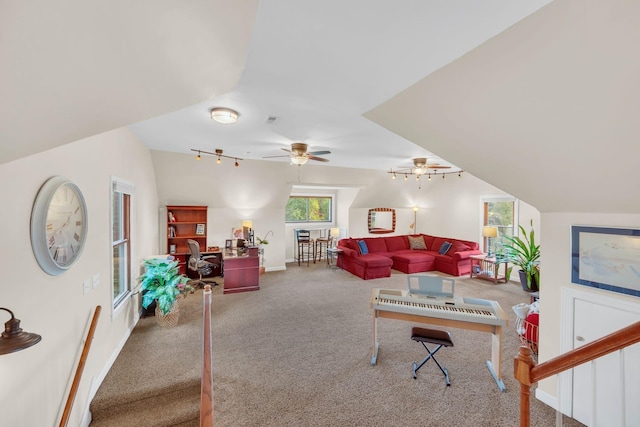 5950 Clarksville Pike, Joelton, TN 37080 - living area with carpet floors, ceiling fan, a desk, and baseboards