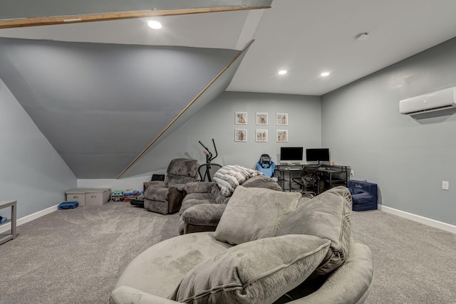 152 Camaro Dr, Chapmansboro, TN 37035 - living room with a wall mounted AC, carpet, recessed lighting, baseboards, and an office area