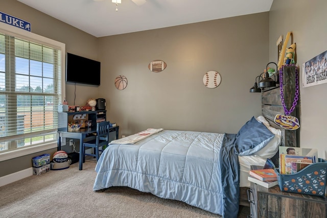 152 Camaro Dr, Chapmansboro, TN 37035 - bedroom featuring multiple windows, carpet floors, baseboards, and ceiling fan