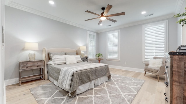 20 Daniels Dr, Franklin, TN 37064 - bedroom featuring light wood-style flooring, multiple windows, baseboards, recessed lighting, and ornamental molding