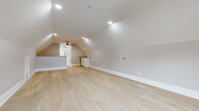 20 Daniels Dr, Franklin, TN 37064 - additional living space with vaulted ceiling, recessed lighting, light wood-style flooring, and baseboards