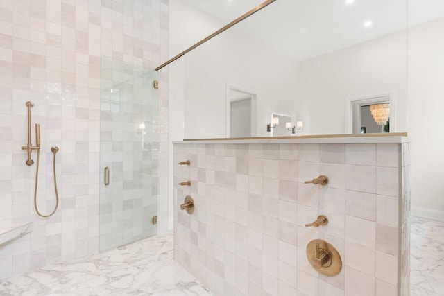 2915 Compton Rd, Nashville, TN 37215 - full bathroom featuring a shower stall and marble finish flooring