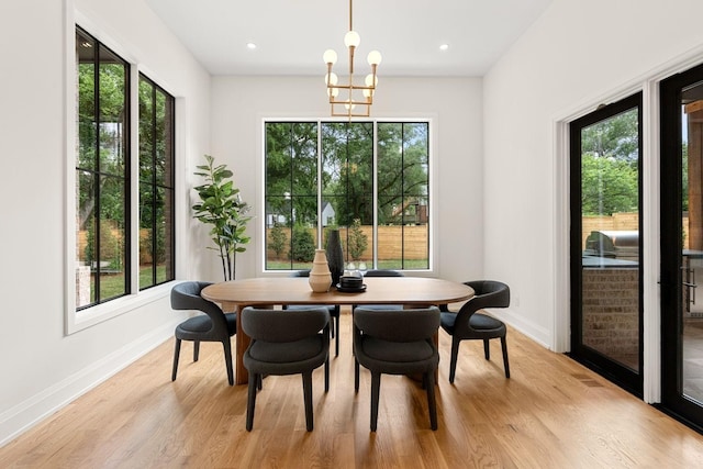 2915 Compton Rd, Nashville, TN 37215 - dining area featuring baseboards, light wood-style flooring, a chandelier, and recessed lighting