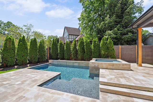 2915 Compton Rd, Nashville, TN 37215 - view of swimming pool featuring an in-ground hot tub, a patio, and a fenced backyard