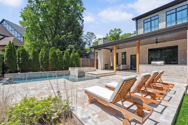 2915 Compton Rd, Nashville, TN 37215 - view of swimming pool with a ceiling fan, a patio, and a pool with connected hot tub