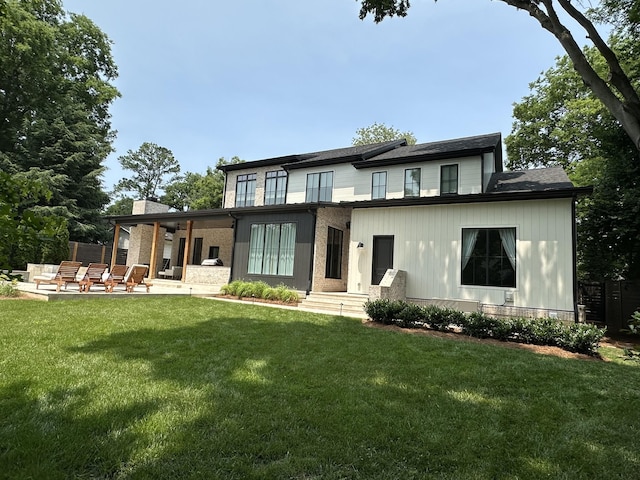 2915 Compton Rd, Nashville, TN 37215 - view of front of property with a patio area, a chimney, and brick siding