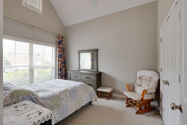 2001 Katach Ct, Spring Hill, TN 37174 - bedroom featuring light colored carpet, high vaulted ceiling, and a closet
