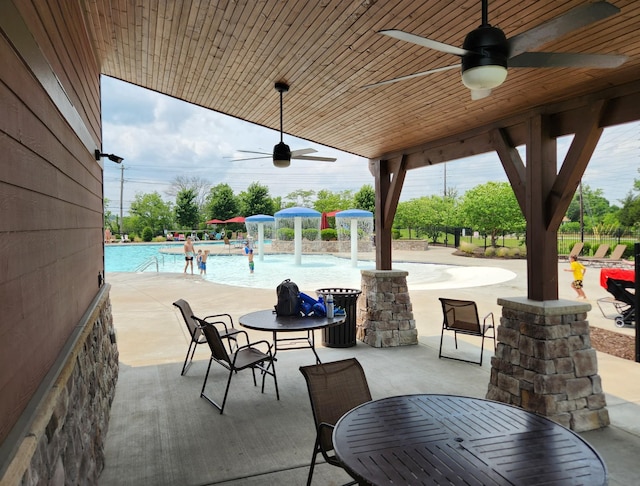 1013 Pepper Stone Dr, Lebanon, TN 37087 - view of patio / terrace with ceiling fan and a community pool