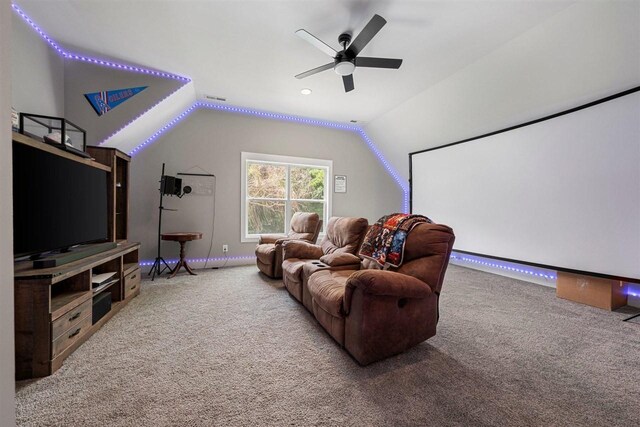 6400 Williams Rd, Cross Plains, TN 37049 - carpeted cinema room featuring lofted ceiling and ceiling fan