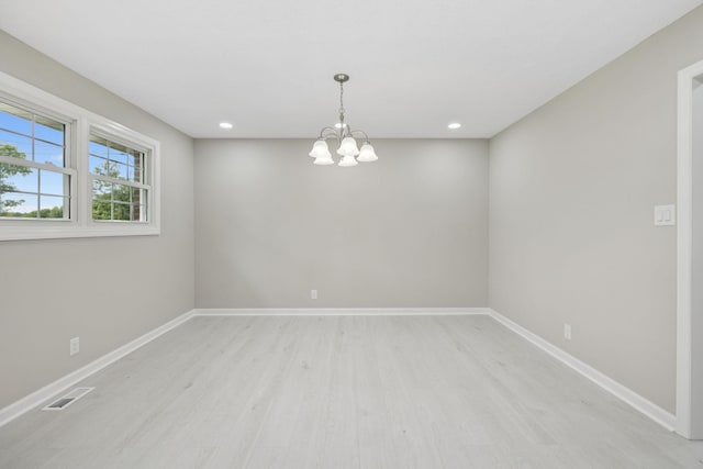 2762 Hunters Point Pike, Lebanon, TN 37087 - unfurnished room with light wood-style flooring, recessed lighting, and a chandelier