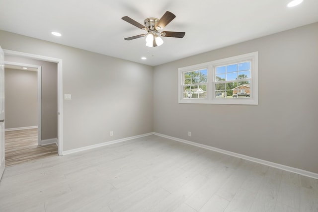 2762 Hunters Point Pike, Lebanon, TN 37087 - spare room featuring ceiling fan, light wood-type flooring, and recessed lighting