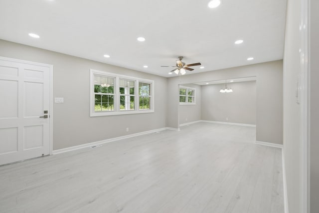 2762 Hunters Point Pike, Lebanon, TN 37087 - unfurnished living room with a ceiling fan, recessed lighting, and light wood-type flooring