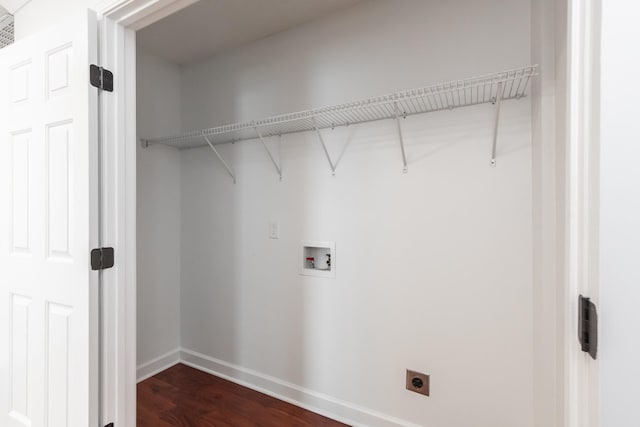 5026 Hectare Ln, La Vergne, TN 37086 - washroom with electric dryer hookup, washer hookup, baseboards, and dark wood-style floors