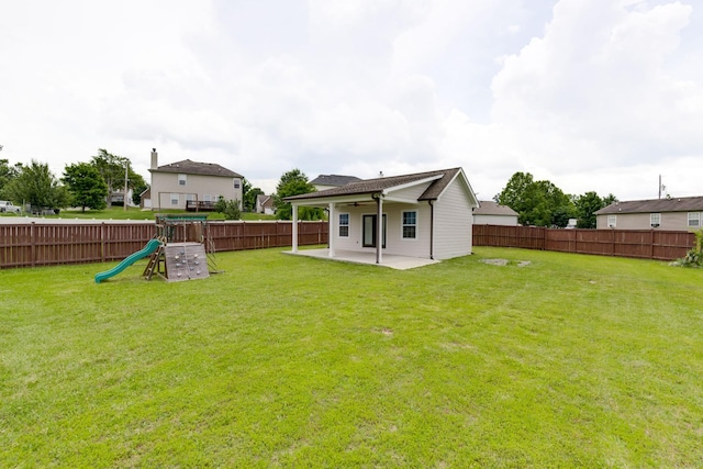 5026 Hectare Ln, La Vergne, TN 37086 - view of yard featuring a patio area, ceiling fan, and a playground