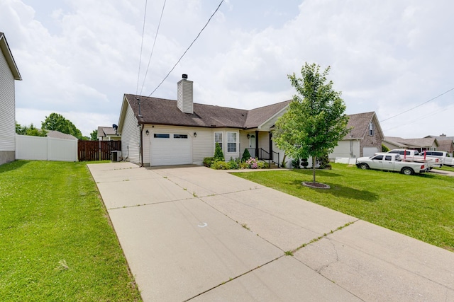 5026 Hectare Ln, La Vergne, TN 37086 - single story home with driveway, an attached garage, a chimney, and central air condition unit