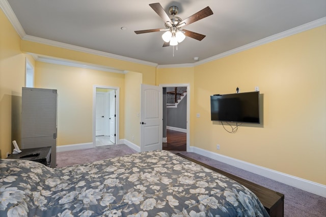 793 Alameda Ave, Nolensville, TN 37135 - carpeted bedroom featuring ornamental molding, baseboards, and a ceiling fan
