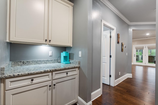 793 Alameda Ave, Nolensville, TN 37135 - bar with crown molding and dark wood-style floors