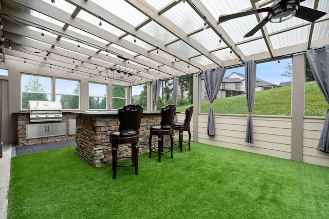 793 Alameda Ave, Nolensville, TN 37135 - view of patio / terrace featuring exterior kitchen, a pergola, and a ceiling fan