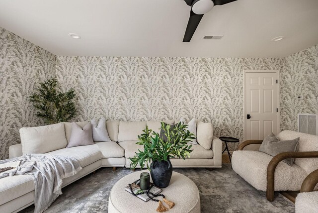 322 Starling Ln, Franklin, TN 37064 - living area with wallpapered walls and carpet floors