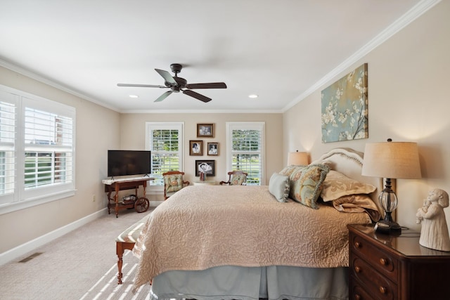 5013 Baker Rd, Murfreesboro, TN 37129 - bedroom featuring carpet floors, crown molding, and a ceiling fan