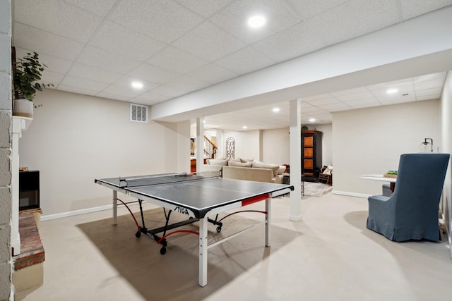 5013 Baker Rd, Murfreesboro, TN 37129 - recreation room with a drop ceiling, concrete flooring, and recessed lighting