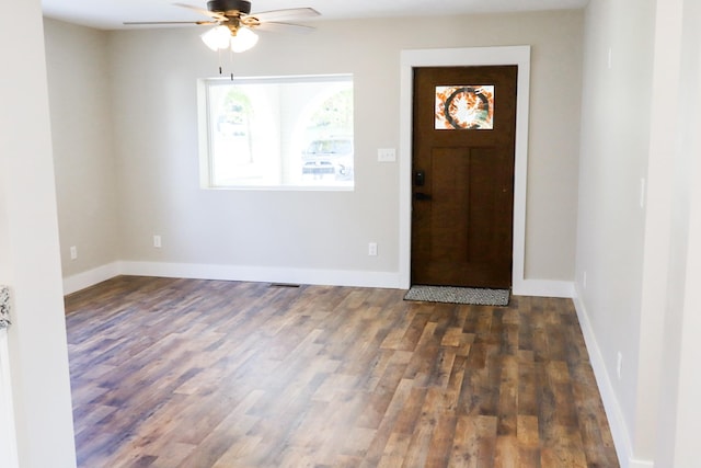 413 E Main St, Waverly, TN 37185 - foyer with a ceiling fan and wood finished floors