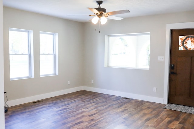 413 E Main St, Waverly, TN 37185 - entryway with dark wood finished floors and a ceiling fan