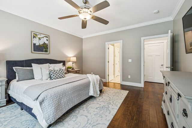 146 Island Way, Winchester, TN 37398 - bedroom with ornamental molding, dark wood-style floors, and ceiling fan