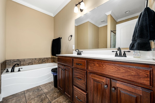2816 Lightning Bug Dr, Murfreesboro, TN 37129 - bathroom with crown molding, double vanity, and a bath