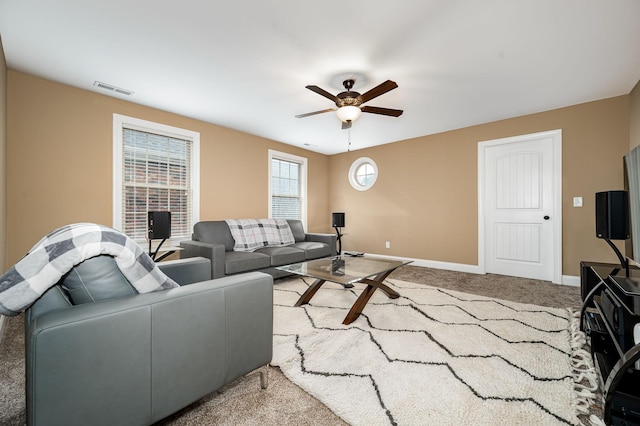 2816 Lightning Bug Dr, Murfreesboro, TN 37129 - carpeted living room with a ceiling fan and baseboards