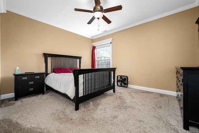 2816 Lightning Bug Dr, Murfreesboro, TN 37129 - bedroom featuring carpet, ornamental molding, and ceiling fan
