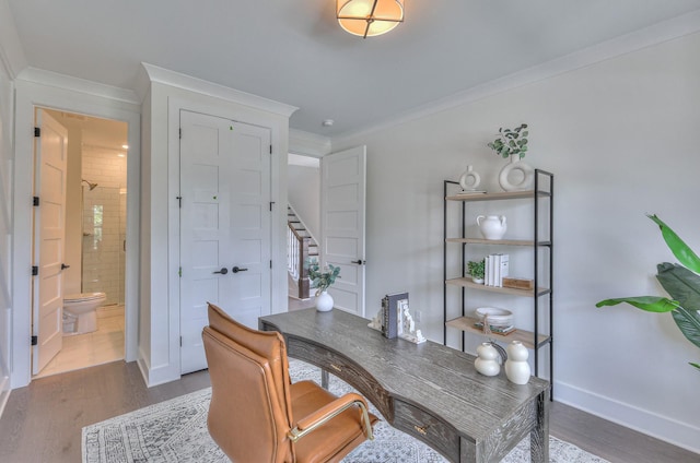 4025 Singing Creek Dr, Franklin, TN 37064 - office with crown molding and dark wood-type flooring