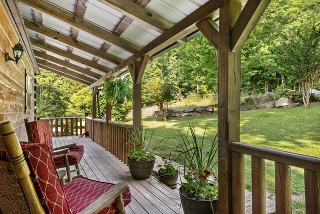 2875 Stage Coach Rd, Sewanee, TN 37375 - wooden terrace featuring a lawn
