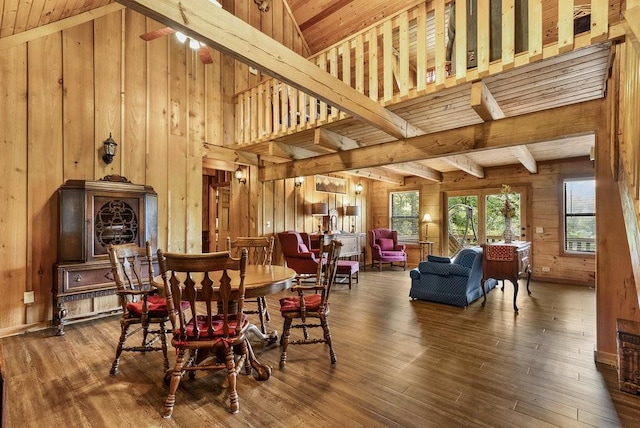2875 Stage Coach Rd, Sewanee, TN 37375 - dining space featuring wood walls, wood finished floors, and wood ceiling