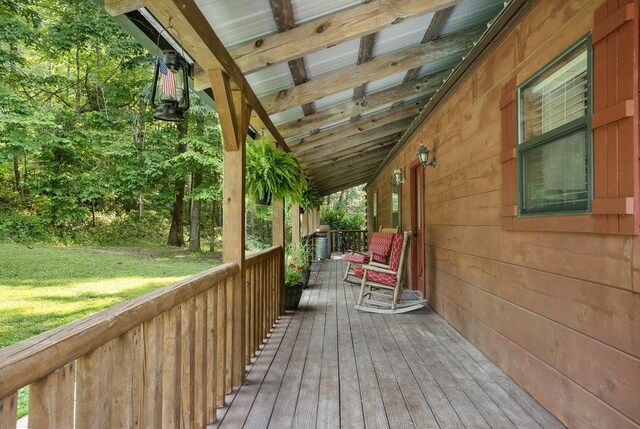 2875 Stage Coach Rd, Sewanee, TN 37375 - wooden porch featuring a yard