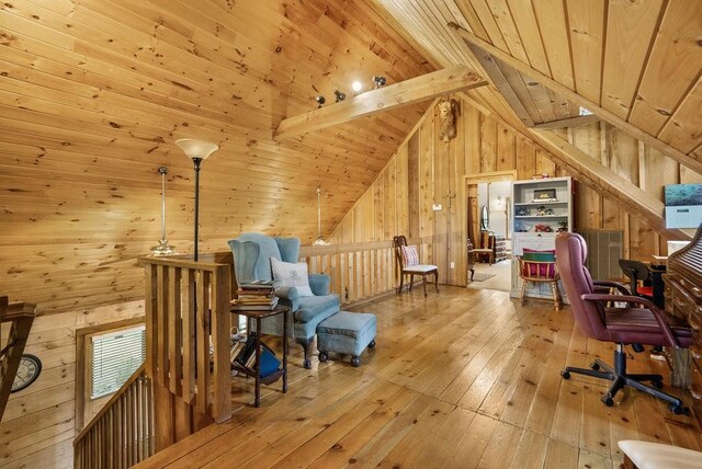 2875 Stage Coach Rd, Sewanee, TN 37375 - office space featuring wooden walls, wooden ceiling, and hardwood / wood-style floors