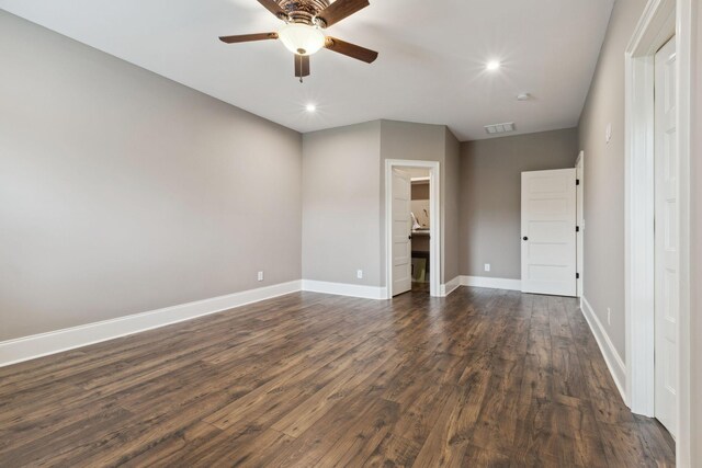 6013 Blackwell Ln, Franklin, TN 37064 - unfurnished room with ceiling fan, dark wood-type flooring, and recessed lighting