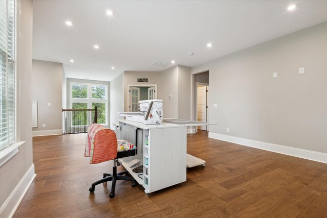 6013 Blackwell Ln, Franklin, TN 37064 - office area featuring wood finished floors and recessed lighting