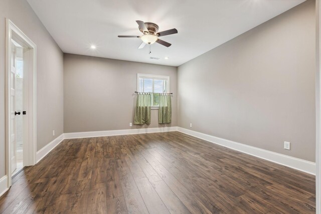 6013 Blackwell Ln, Franklin, TN 37064 - empty room with a ceiling fan, dark wood-style flooring, and recessed lighting