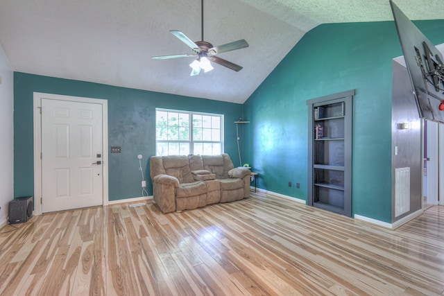 168 N Wagon Trl, Murfreesboro, TN 37128 - living room with wood finished floors, ceiling fan, and vaulted ceiling